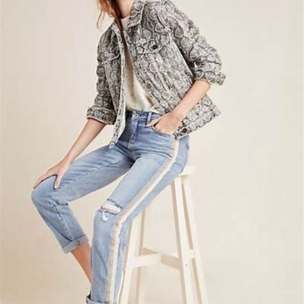 Anthropologie Pilcro and The Letterpress Mid-rise Striped Slim Boyfriend Jeans